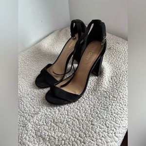 Black open toe heels